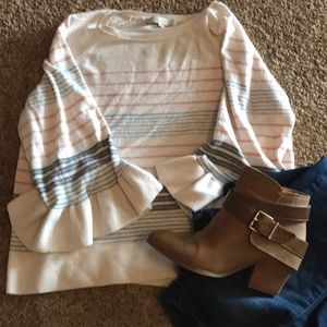 Loft off white and pastel stripe sweater